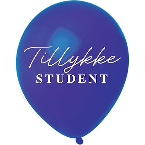 Latexballon "Tillykke student" Ø: 60 cm - blå 1 stk.