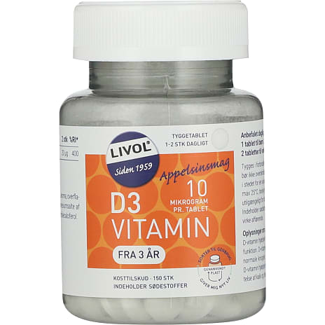 Livol Tyggetabletter D-vitamin Med Appelsinsmag