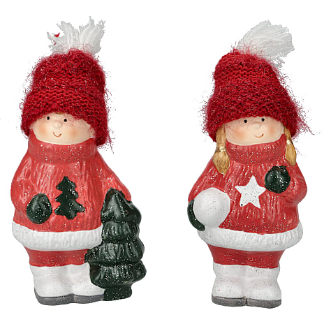 Julefigur Med Strikhue Højde 12,5 cm Assorteret