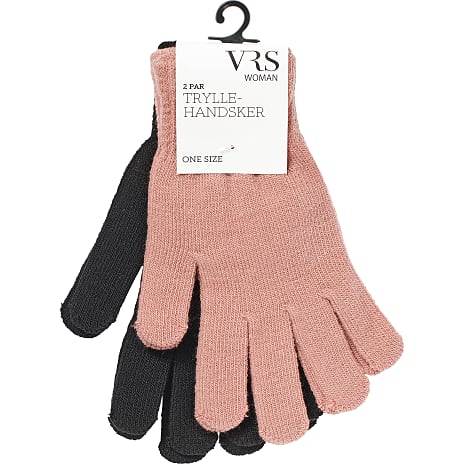 VRS Dame Tryllehandsker 2-pak Str. Onesize Rosa/Sort