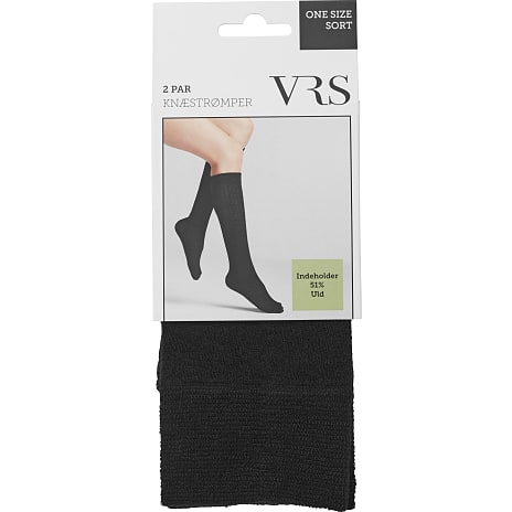 VRS 2-pak Knæstrømper Str. Onesize Sort