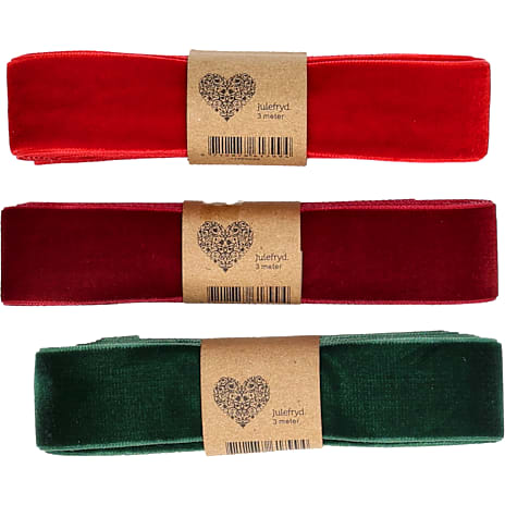 Julefryd Velourbånd 25 mm x 3 m Assorteret