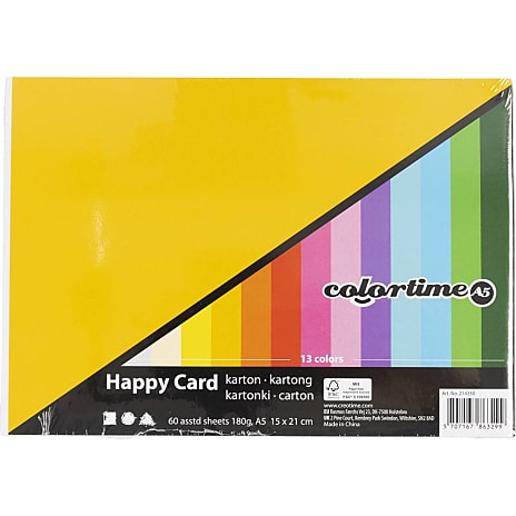 Creotime Karton A5 180 g 60 Ark 13 Farver