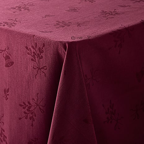 Salling Damaskdug Med Mistelten Og Klokke 140x220 cm Bordeaux