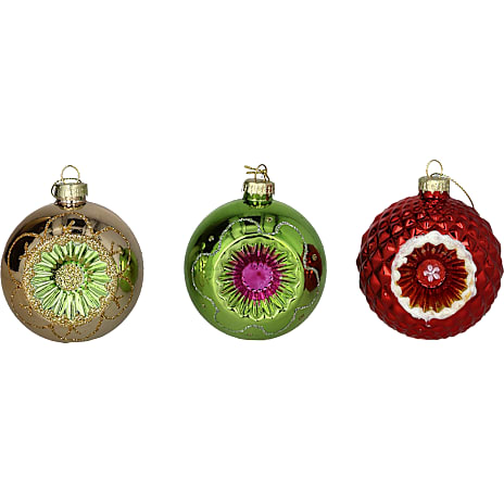 Julefryd Juleglaskugle 80 mm Gammeldags Design Med Hul Assorteret