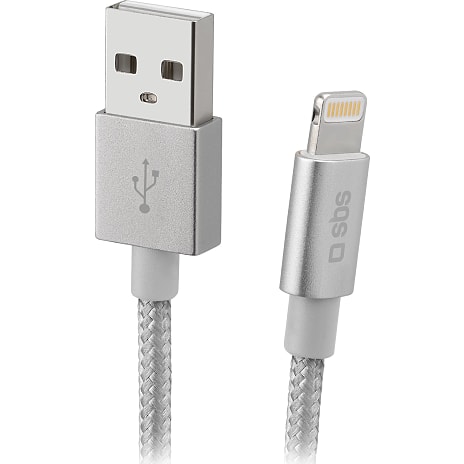 SBS USB-Lightning Flettet Kabel 1 Meter Grå