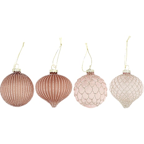 Julefryd julekugle rosa struktur Ø: 8 cm - flere varianter - assorteret 1 stk.