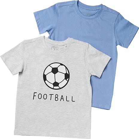 VRS Børne 2-pak T-shirt Str. 110/116 Grå/Blå
