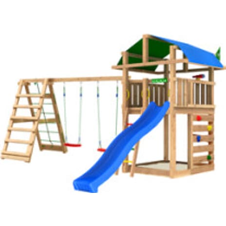 Jungle Gym Fort 2.1 legetårn inkl. Climb Module og blå rutsjebane 1 stk.
