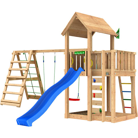 Jungle Gym Mansion 2.1 legetårn inkl. Climb Module, sand og rutsjebane 1 stk.
