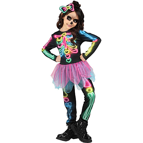 Halloween Neon Skelet Kostume Str. 128