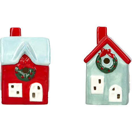 Porcelænshus Med LED Lys 8,5 cm Assorteret