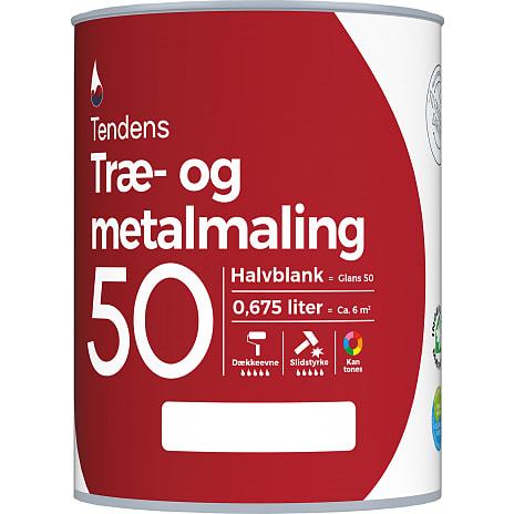 Tendens træ- og metalmaling halvblank 50 0,675 liter - grå 675 ml