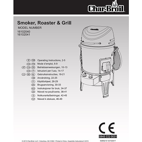 Char Broil Big Easy rygeovn sort K b p f tex