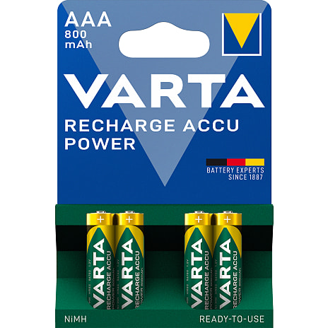 Varta Recharge Accu 4-pak AAA 800mAh genopladelige batterier 4 stk.