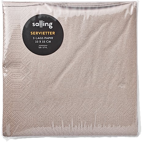Salling ensfarvede servietter 33x33 cm 50-pak - sand 50 stk.