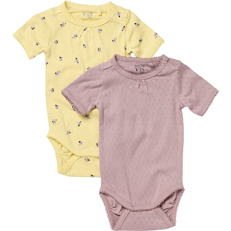 VRS mini basic Baby Body 2-pak Rosa/Gul str. 74