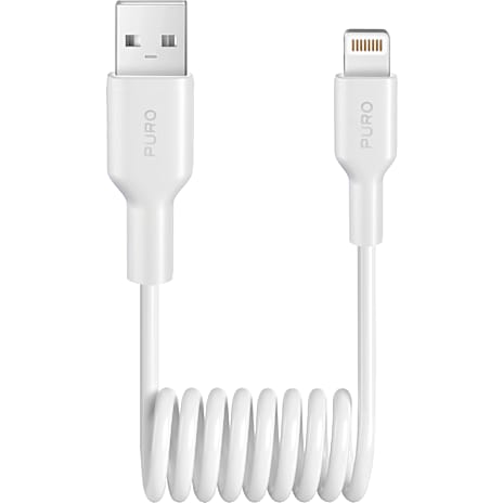 Puro USB-C til USB-A spiral kabel, 1 meter - hvid 1 stk.