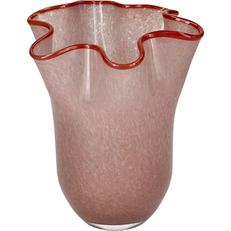 Andre mærker Glasvase D 15x18 cm rosa med rød kant