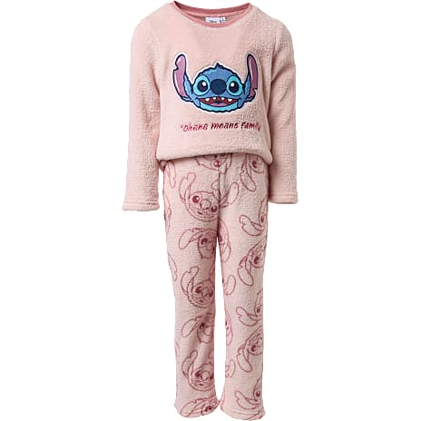 Stitch Fleecesæt Str. 134/140 Lyserød
