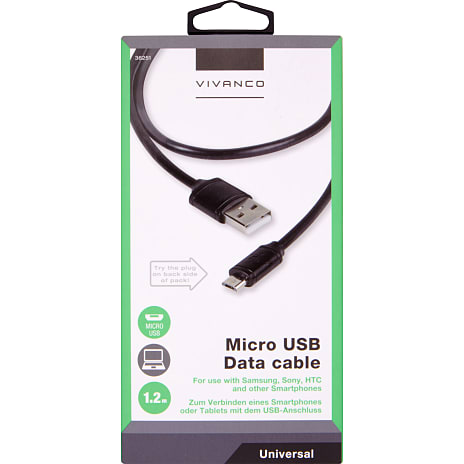 Vivanco USB til Micro USB 1.2m - sort Køb på Bilka.dk!