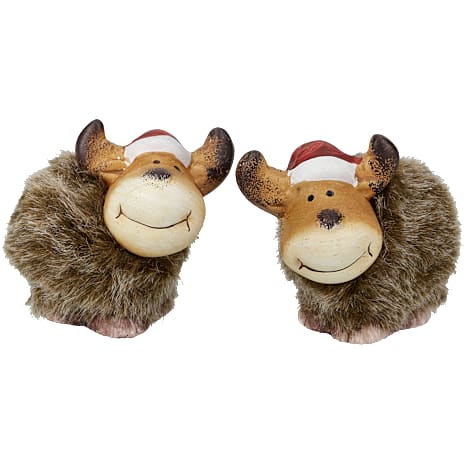 Julefigur Elg Med Plyskrop Højde 8 cm Assorteret