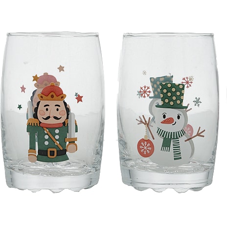 Glas med nøddeknækkerdesign 2-pak - flere varianter - assorteret 1 stk.