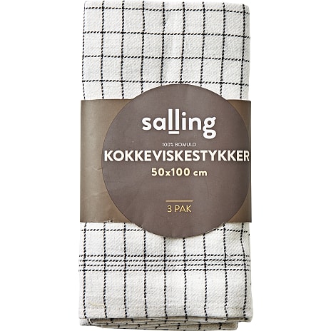 Salling kokkeviskestykker 3-pak - hvid med sort tern 1 stk.