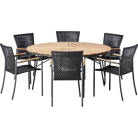 Mood Kerteminde Teak Bord Ø150 Antracit Stel Med 6 Mood Tokyo Stole