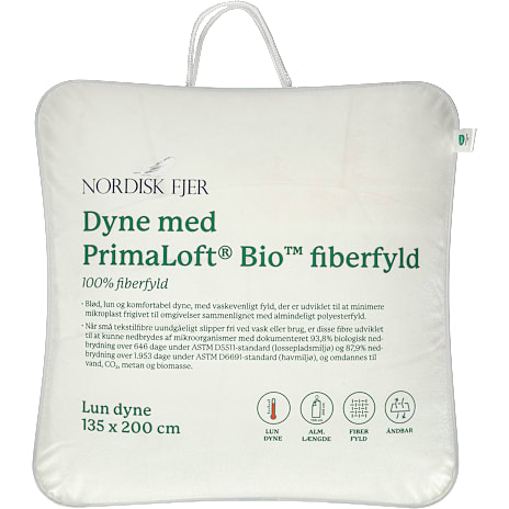 Nordisk Fjer helårsdyne med PrimaLoft® Bio™ polyesterfiber 135x200 cm - Lun 1 stk.