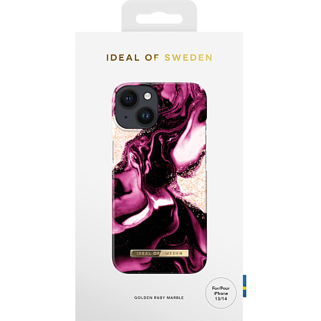 Ideal Of Sweden iPhone 14 Cover Golden Ruby Marble