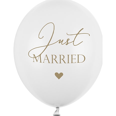 Andre Mærker Balloner "Just Married" Ø:30 cm 6-pak 6 stk.