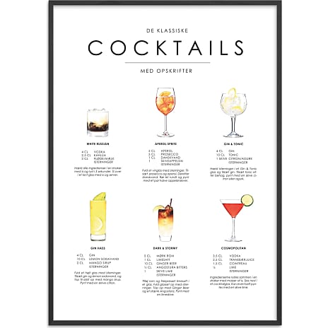 Citatplakat Cocktails opskrifter nr. 4 - 30x40 cm 1 stk.