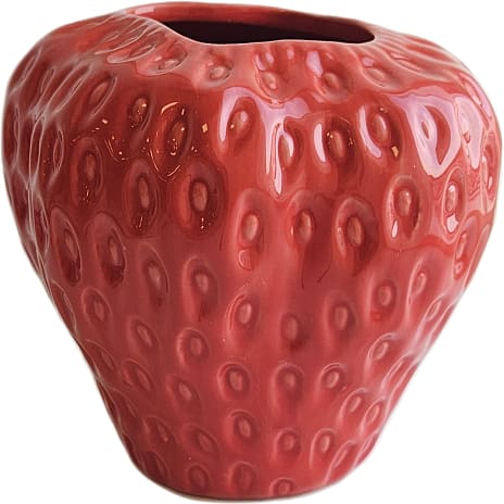 Keramikvase 14,5 cm Jordbær Assorteret