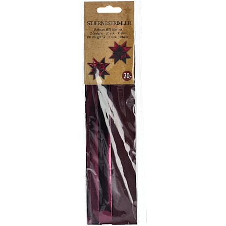 Stjernestrimler Glitter 15 mm 20-pak Bordeaux