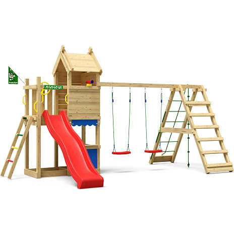 Jungle Gym Resort legetårn komplet inkl. klatremodul og rød rutsjebane 1 stk.