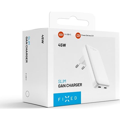 FIXED Slim 45 W GaN rejseoplader - hvid 1 stk.