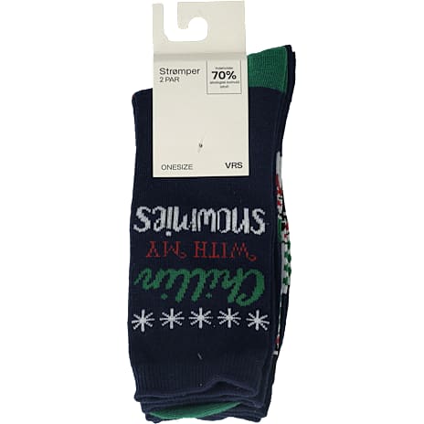 VRS herre 2-pak julestrømper med julemotiver str. Onesize - navy 1 stk.