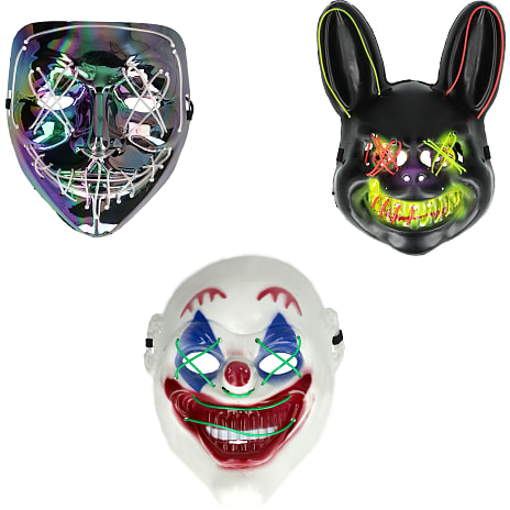 Halloween Maske Med LED Assorteret
