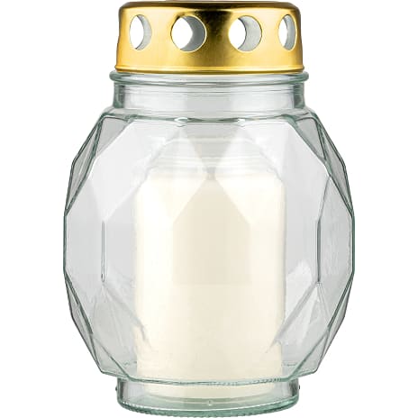 Bolsius Havelys i diamond formet glas med stormlåg til refill 11x16 cm - Hvid 431 g