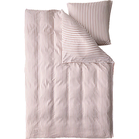 Basis Sengetøj 140x220 cm Stribet Hvid Og Brun