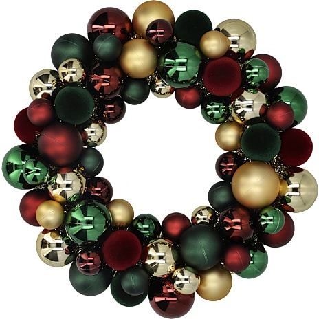 Julefryd Juledørkrans Med Plastkugler Diameter 40 cm Bordeaux, Mørkegrøn Og Guld