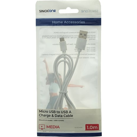Sinox One Micro USB til USB-A Kabel 1 Meter Hvid