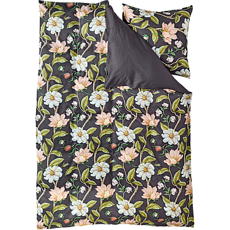 MAISON Lux Sengetøj 140x200 cm Blomster på Grå Bund