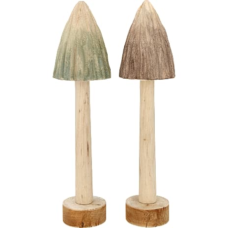 Jule svamp i træ, H 30 cm - flere varianter - assorteret 1 stk.