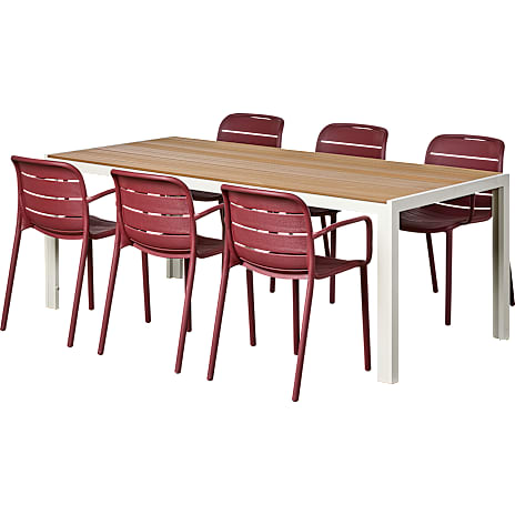 Carlton Havebord Og 6 Lindholdt Stole Plum