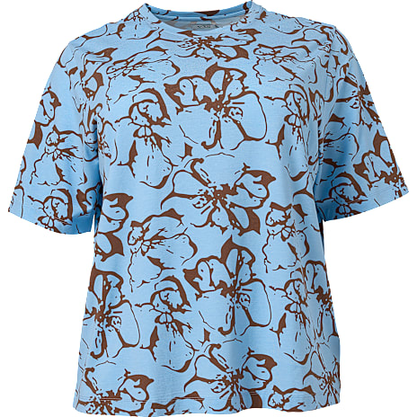 VRS Dame Blomstret Oversize T-shirt Str. 46 Lyseblå