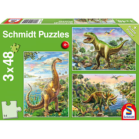Schmidt Spiele Eventyr Med Dinosaurerne Puslespil 3x48 Brikker