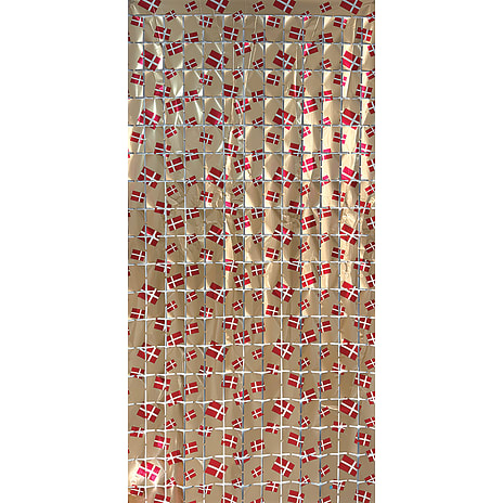 Salling lametta gardin firkantet med flagprint - guldfarvet 1 stk.