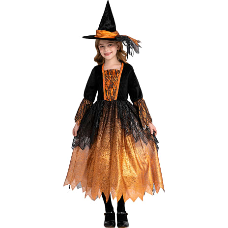 Halloween Orange Heks Kostume Str. 140